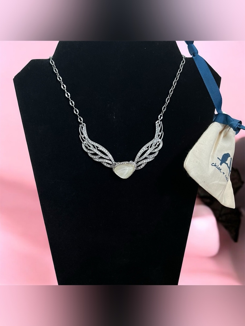 Chloe + Isabel • Silverwing Statement Necklace Quartz Winged Rhinestone